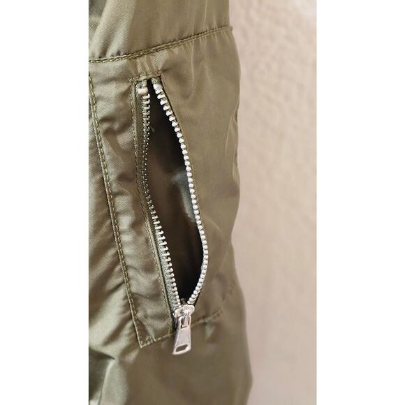 Womens Deep Olive Army Green TopShop Bomber Jacket 4 - Picture 4 of 10